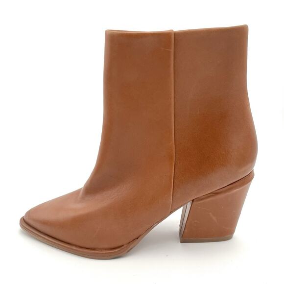 Blondo Emmalyn Waterproof 6M Brown Tan Leather Zip Ankle Boots Booties - Picture 2 of 13